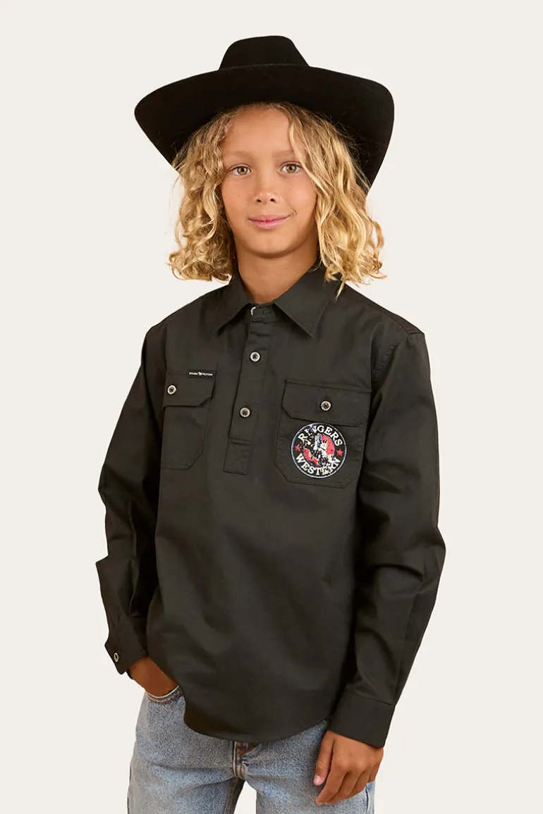 8 Seconds Bucking Bull Work Shirt - Charcoal