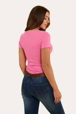 Arabella Womens Scoop Neck Baby Tee - Pink