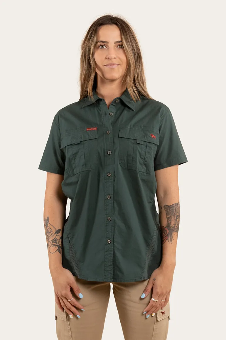 Ashburton Womens Ripstop Full Button Work Shirt - Forest Green