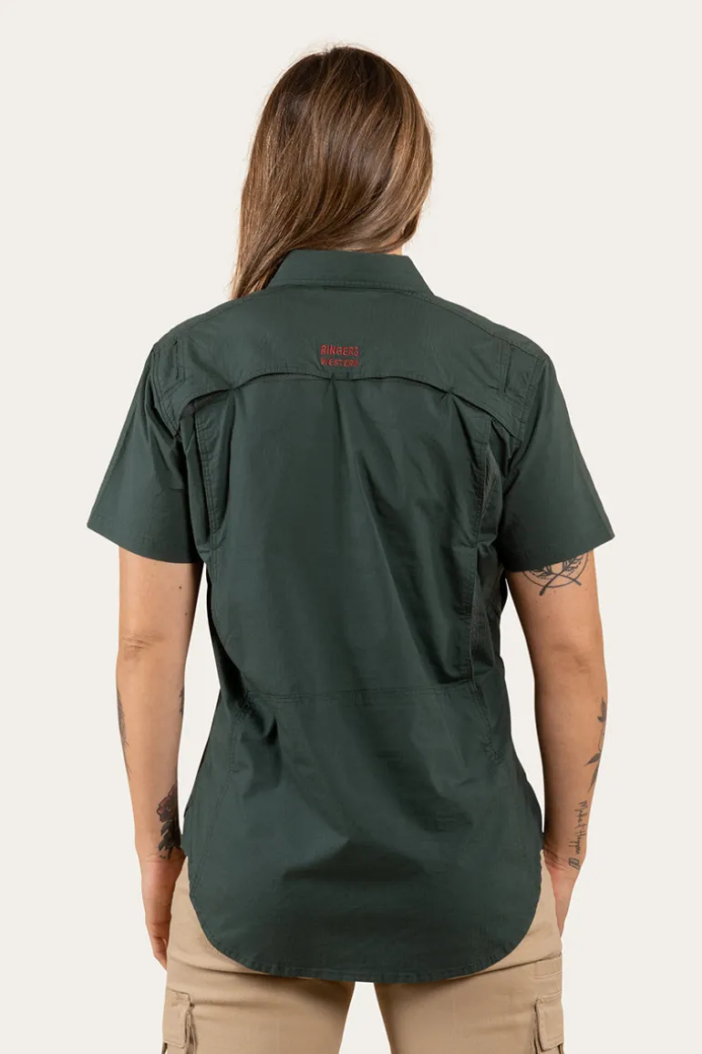 Ashburton Womens Ripstop Full Button Work Shirt - Forest Green