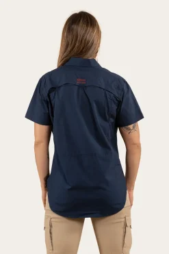 Ashburton Womens Ripstop Full Button Work Shirt - Dark Navy