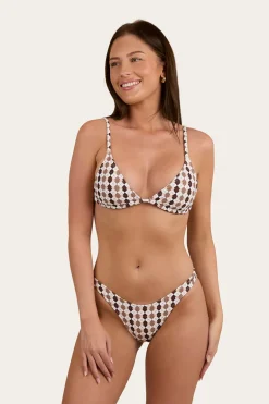 Ashton Check Womens Slide Tri Bikini Top - Chocolate / White