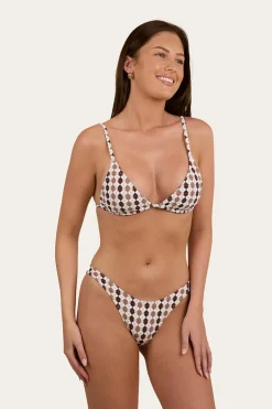 Ashton Check Womens Slide Tri Bikini Top - Chocolate / White