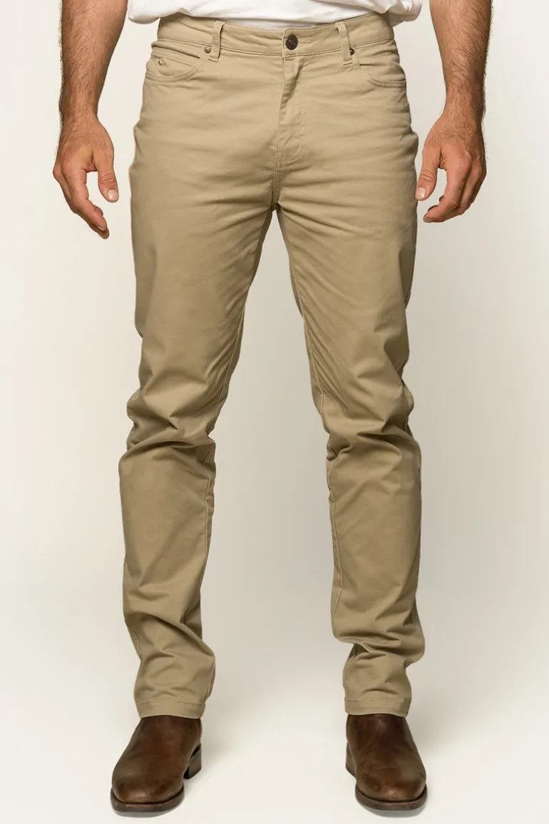 Avondale Mens 5 Pocket Stretch Drill Jeans - Khaki