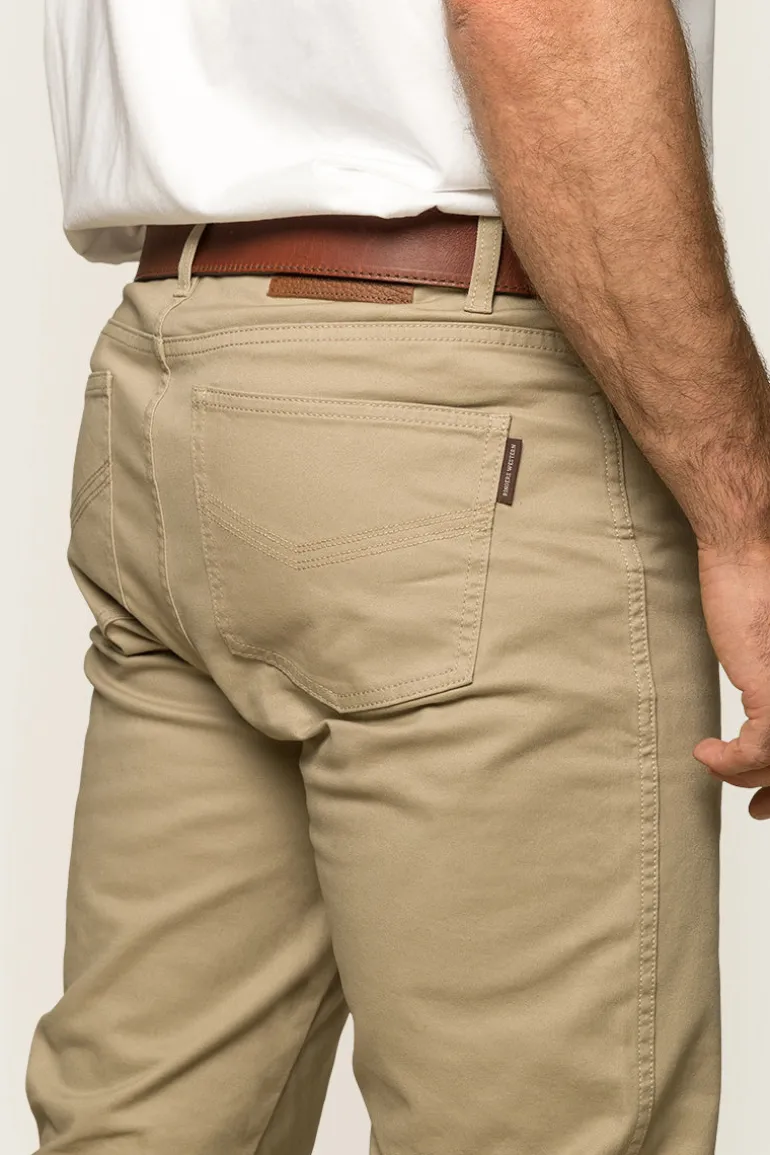Avondale Mens 5 Pocket Stretch Drill Jeans - Khaki