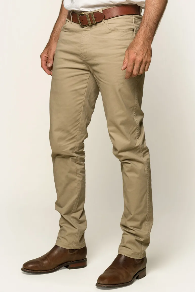 Avondale Mens 5 Pocket Stretch Drill Jeans - Khaki