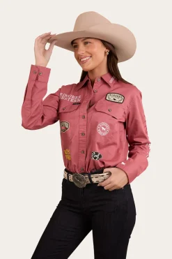 Barrel Racer Womens Full Button Work Shirt - Dusty Rose