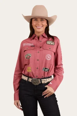 Barrel Racer Womens Full Button Work Shirt - Dusty Rose