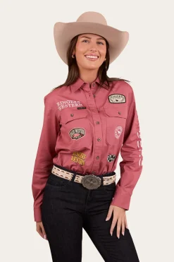 Barrel Racer Womens Full Button Work Shirt - Dusty Rose