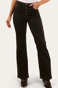 Betsy Womens High Rise Bootleg Jean - Black