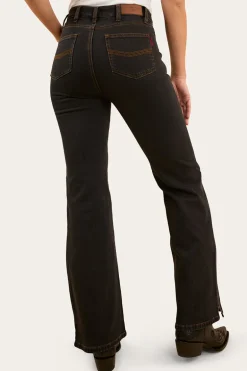 Betsy Womens High Rise Bootleg Jean - Black