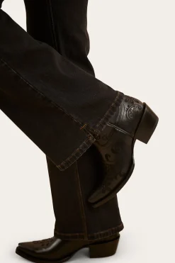Betsy Womens High Rise Bootleg Jean - Black