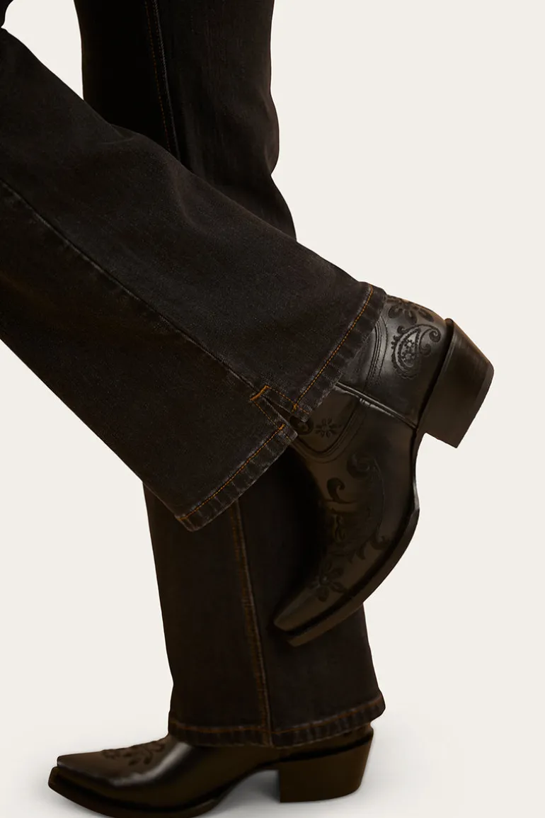 Betsy Womens High Rise Bootleg Jean - Black