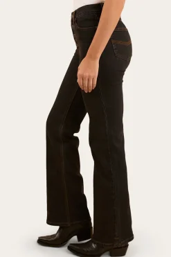 Betsy Womens High Rise Bootleg Jean - Black