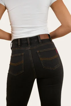 Betsy Womens High Rise Bootleg Jean - Black