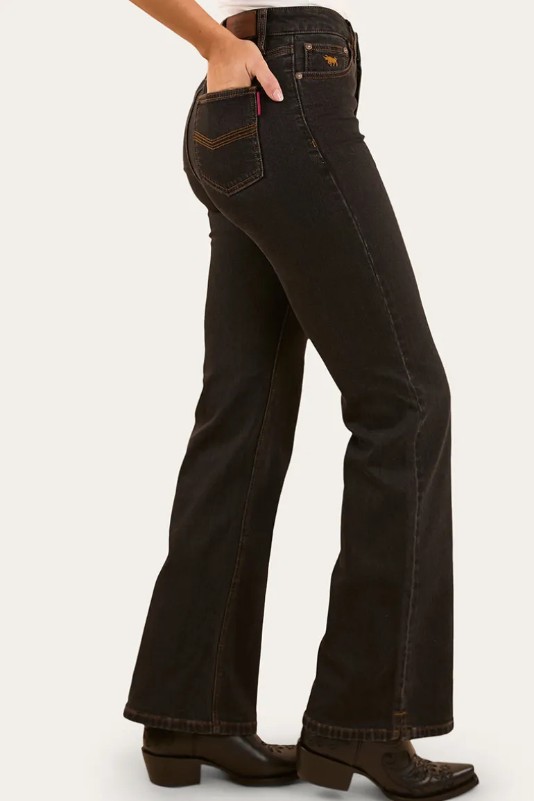 Betsy Womens High Rise Bootleg Jean - Black