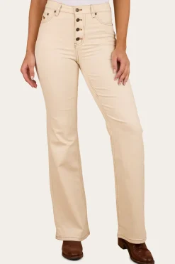 Betsy Womens Highrise Bootleg Jean - Off White