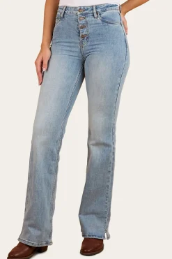 Betsy Womens High-Rise Bootleg Jeans - Light Blue