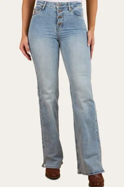 Betsy Womens High-Rise Bootleg Jeans - Light Blue