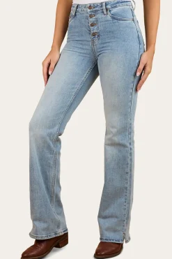 Betsy Womens High-Rise Bootleg Jeans - Light Blue