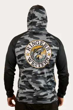 Big Catch Hooded Fishing Jersey - Black Camo