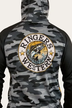 Big Catch Hooded Fishing Jersey - Black Camo