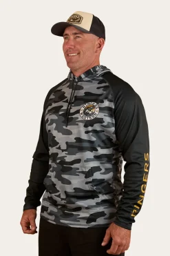 Big Catch Hooded Fishing Jersey - Black Camo