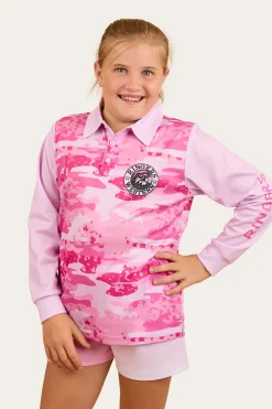 Big Catch Kids Fishing Jersey - Ballet Pink