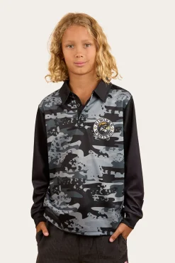 Big Catch Kids Fishing Jersey - Black Camo