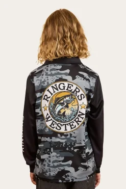 Big Catch Kids Fishing Jersey - Black Camo