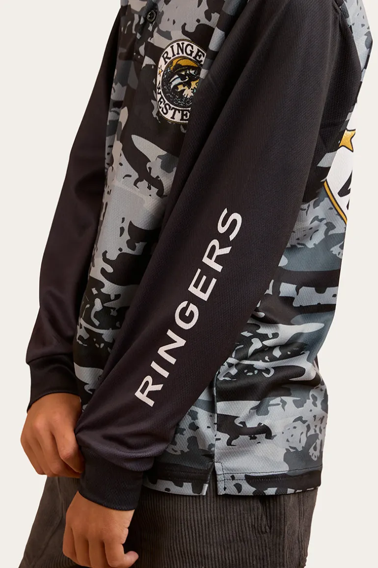 Big Catch Kids Fishing Jersey - Black Camo