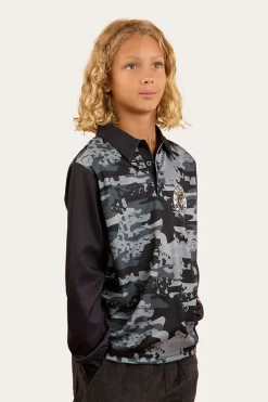 Big Catch Kids Fishing Jersey - Black Camo