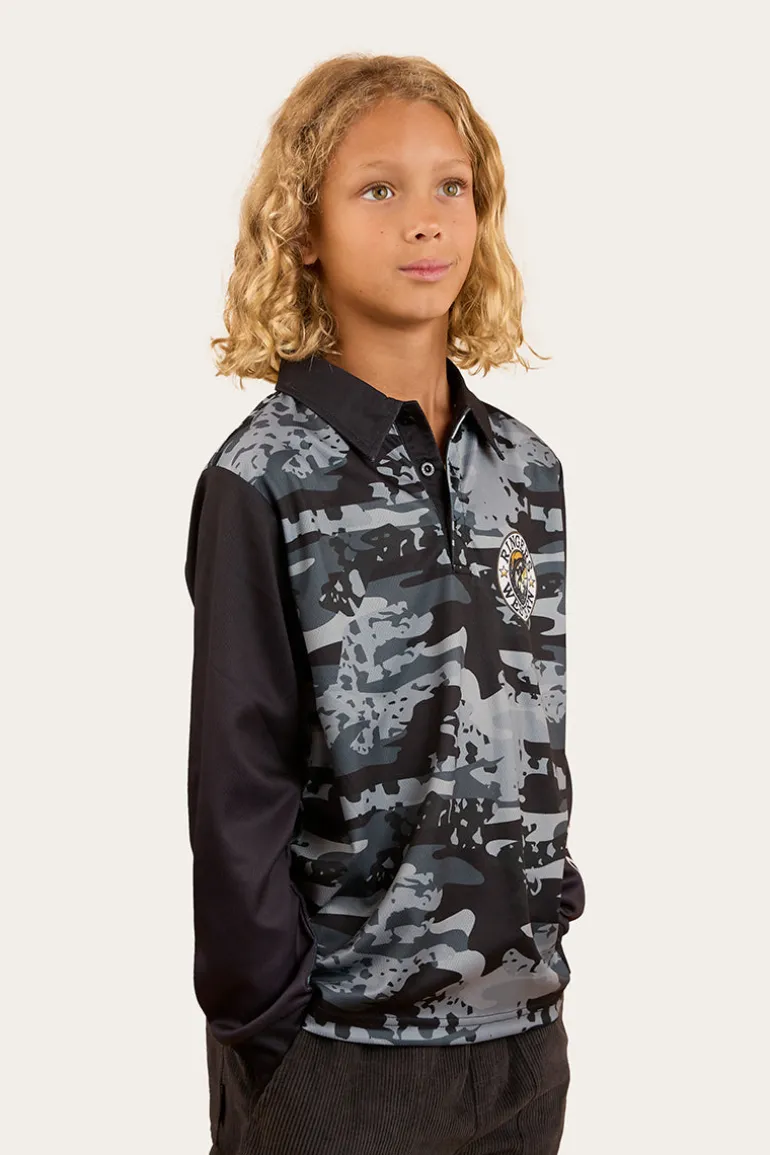 Big Catch Kids Fishing Jersey - Black Camo