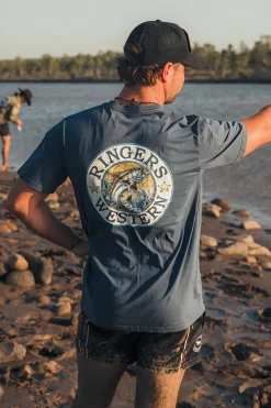 Big Catch Mens Loose Fit T-Shirt - Washed Navy