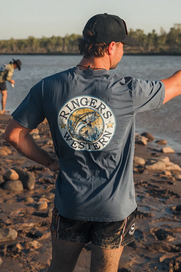 Big Catch Mens Loose Fit T-Shirt - Washed Navy