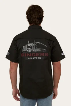 Big Rig Mens Short Sleeve Dress Shirt - Charcoal
