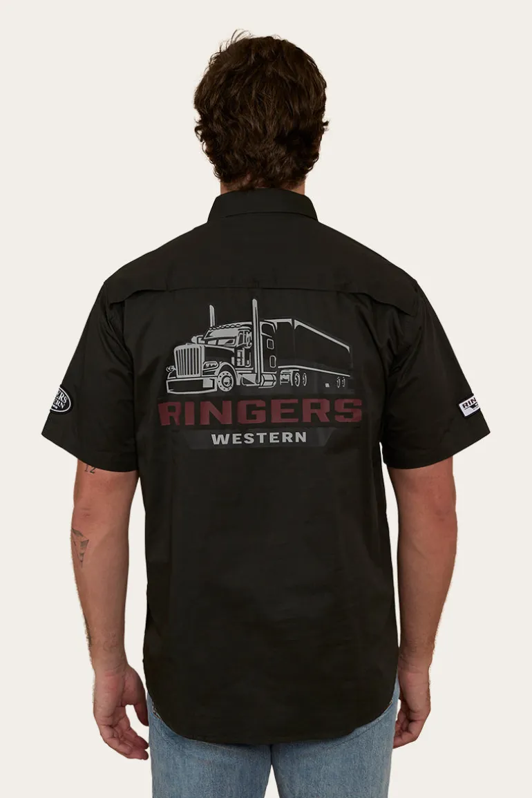 Big Rig Mens Short Sleeve Dress Shirt - Charcoal