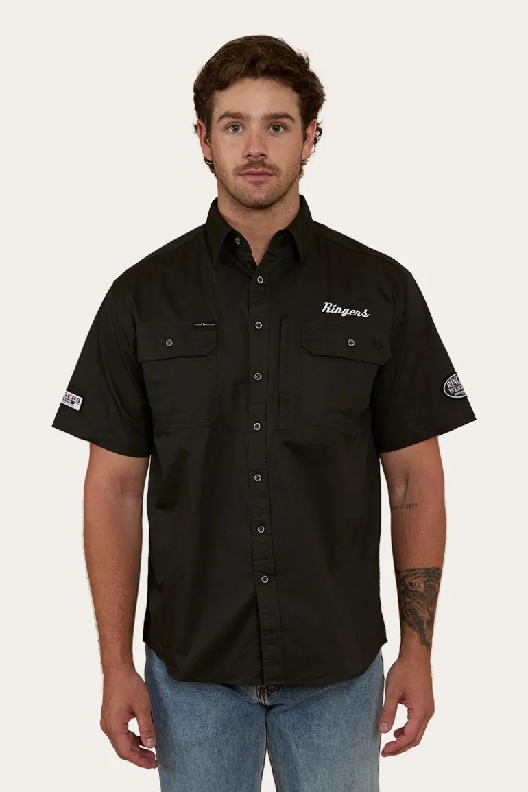 Big Rig Mens Short Sleeve Dress Shirt - Charcoal