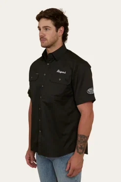 Big Rig Mens Short Sleeve Dress Shirt - Charcoal