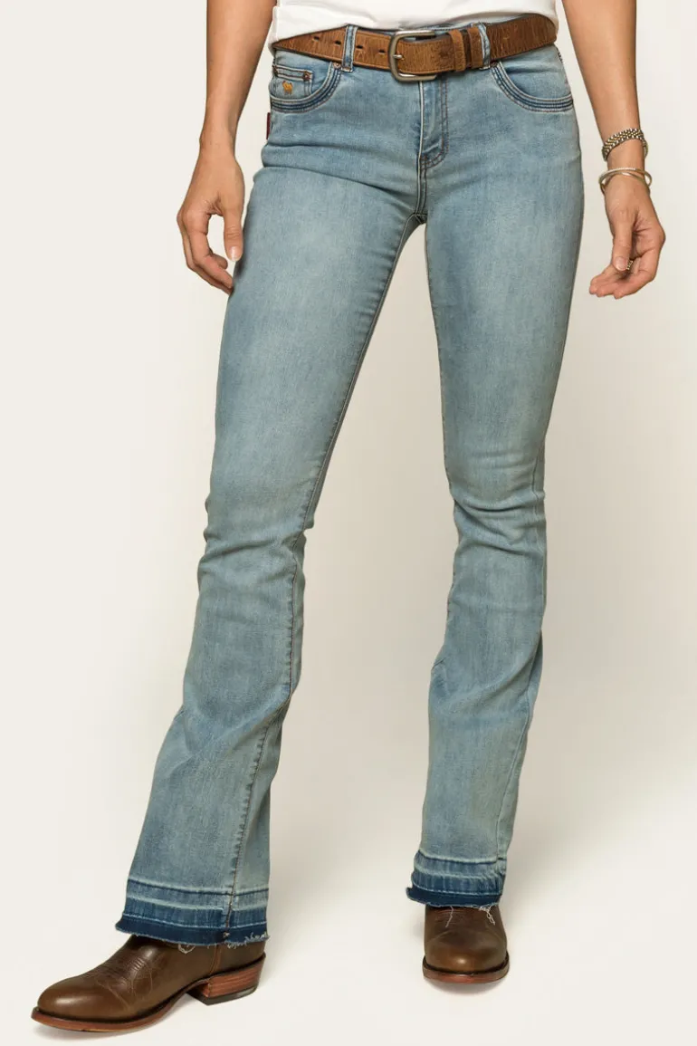 Billie Womens Mid-Rise Bootleg Jeans - Light Blue