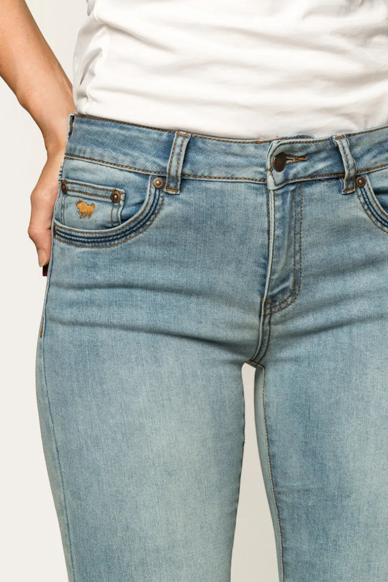 Billie Womens Mid-Rise Bootleg Jeans - Light Blue