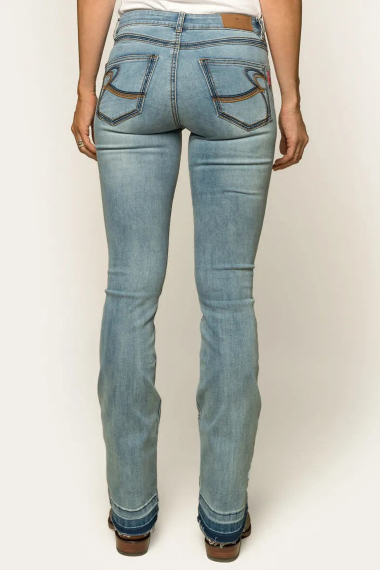 Billie Womens Mid-Rise Bootleg Jeans - Light Blue