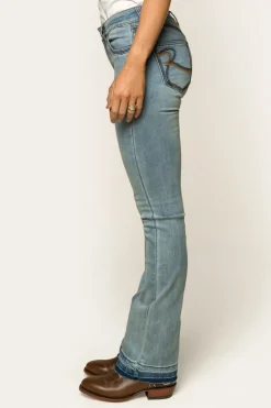 Billie Womens Mid-Rise Bootleg Jeans - Light Blue