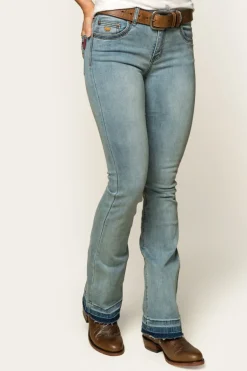 Billie Womens Mid-Rise Bootleg Jeans - Light Blue