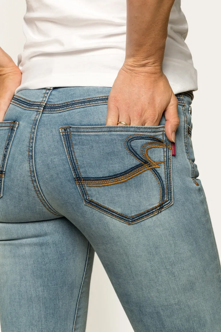 Billie Womens Mid-Rise Bootleg Jeans - Light Blue