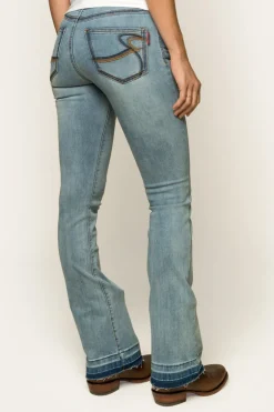 Billie Womens Mid-Rise Bootleg Jeans - Light Blue