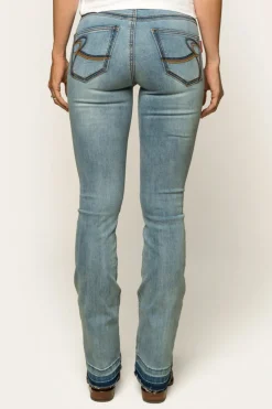 Billie Womens Mid-Rise Bootleg Jeans - Light Blue