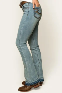 Billie Womens Mid-Rise Bootleg Jeans - Light Blue