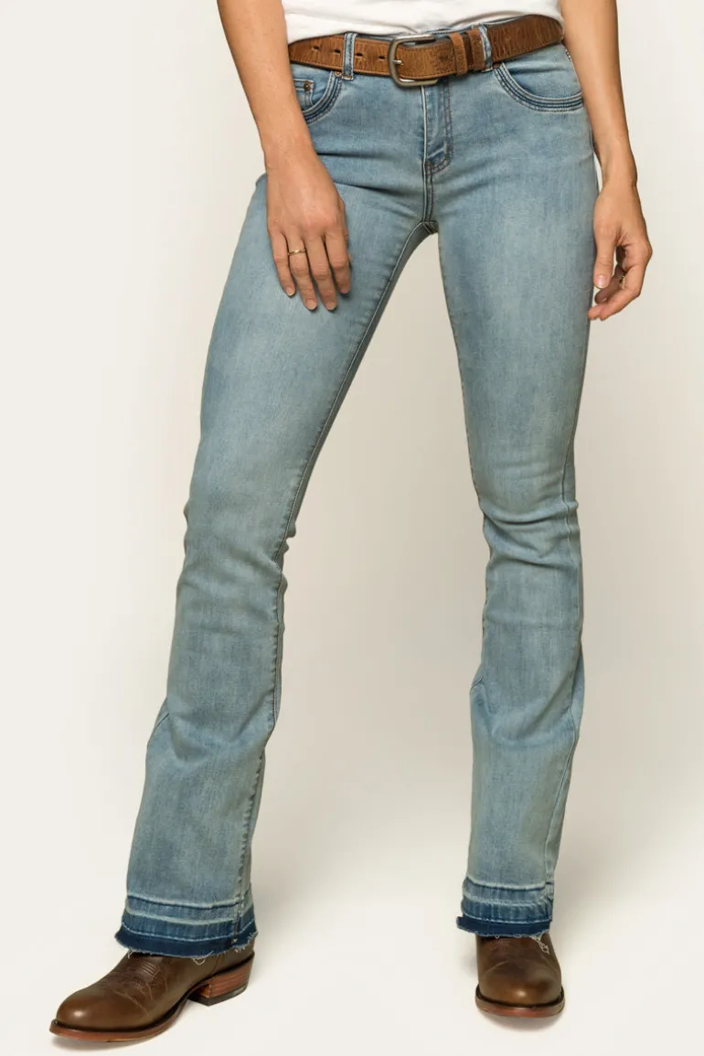Billie Womens Mid-Rise Bootleg Jeans - Light Blue