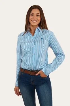 Birdsville Womens Semi Fitted Dress Shirt - Blue